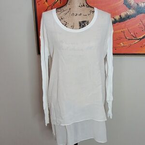 Rag & Bone Off White Double Layered Sheer Blouse Size Small